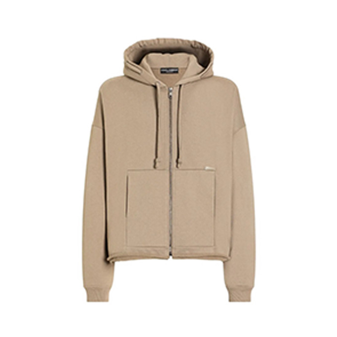 dolce & gabbana zip up hooded oversized fleece jacket